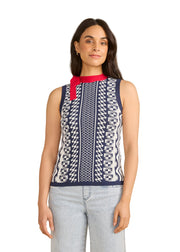 FDJ French Dressing Sleeveless Sweater (1102403)(Navy White)
