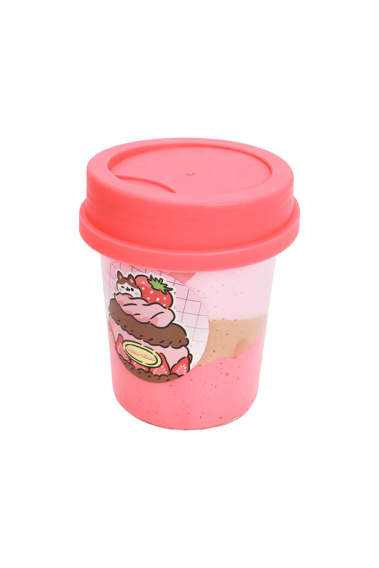 Three-Tone Matte Macaron Butter Slime Pink Beverage Cup Jar