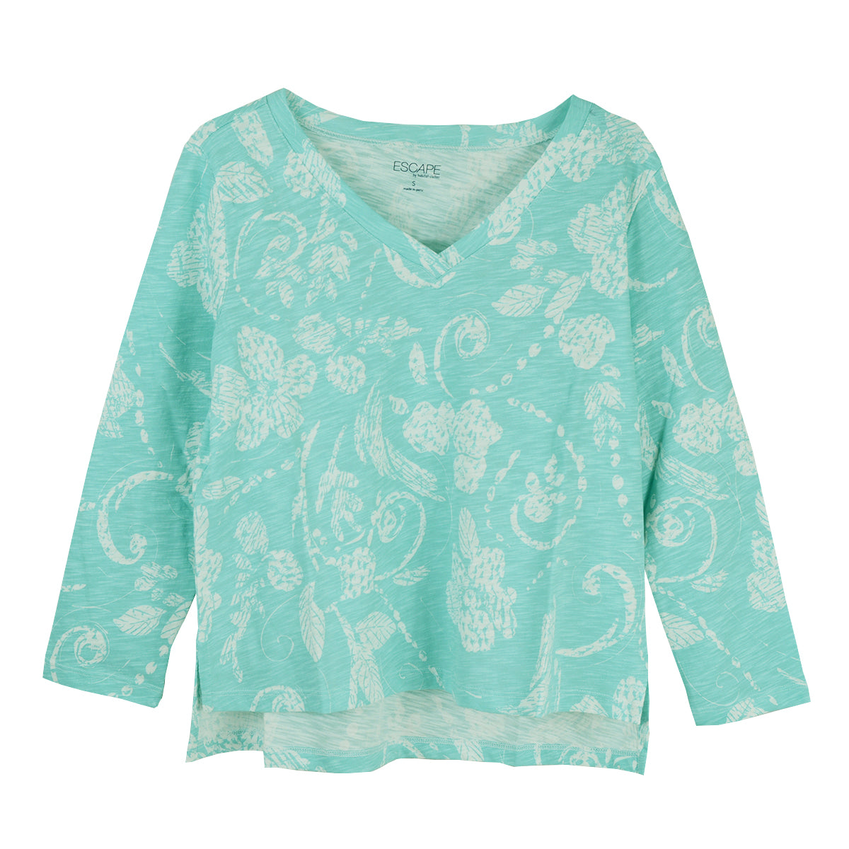 Escape by Habitat Peruvian Cotton Vintage Scroll Hi-Lo Tee (11622)(Mint)