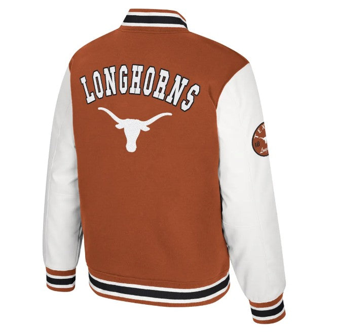 Texas Longhorn Colosseum Men's Grand Tour Letterman Jacket (BO/OFFWHT)