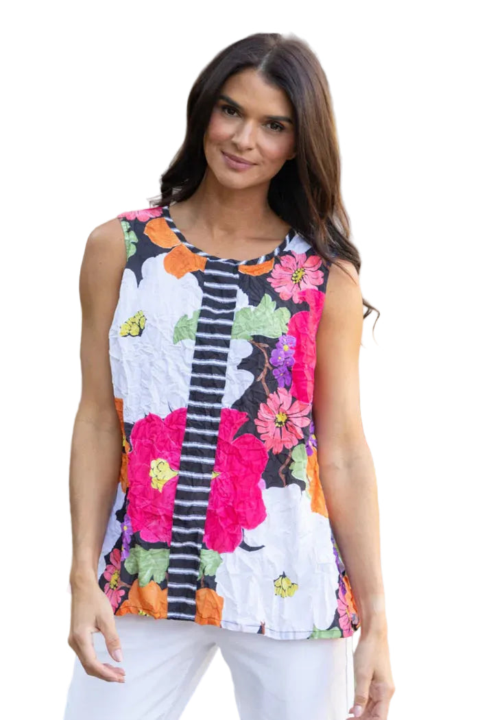 Habitat Olivia Crinkle Crepe Floral Swing Tank Top (119129) (Azalea)