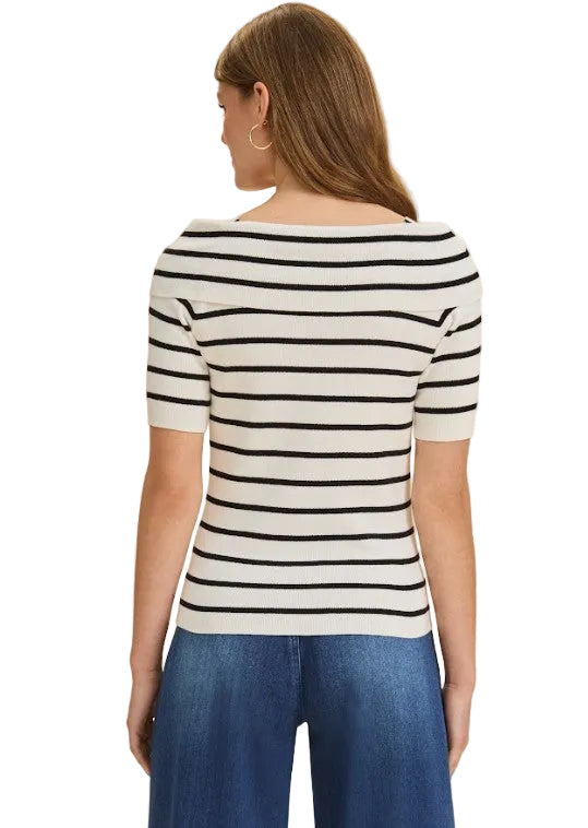 FDJ French Dressing Spritz Striped Boatneck Sweater (BLK/WHT)