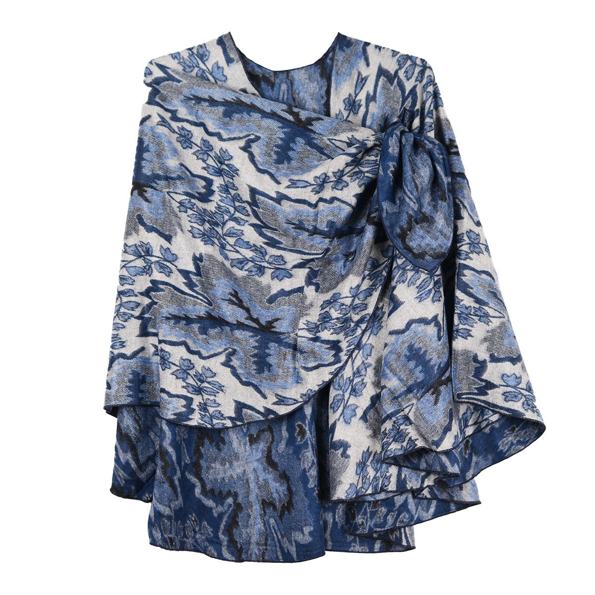 Rapti 100% Cashmere Reverse Loop Shawl (#11) BLUES/WHT