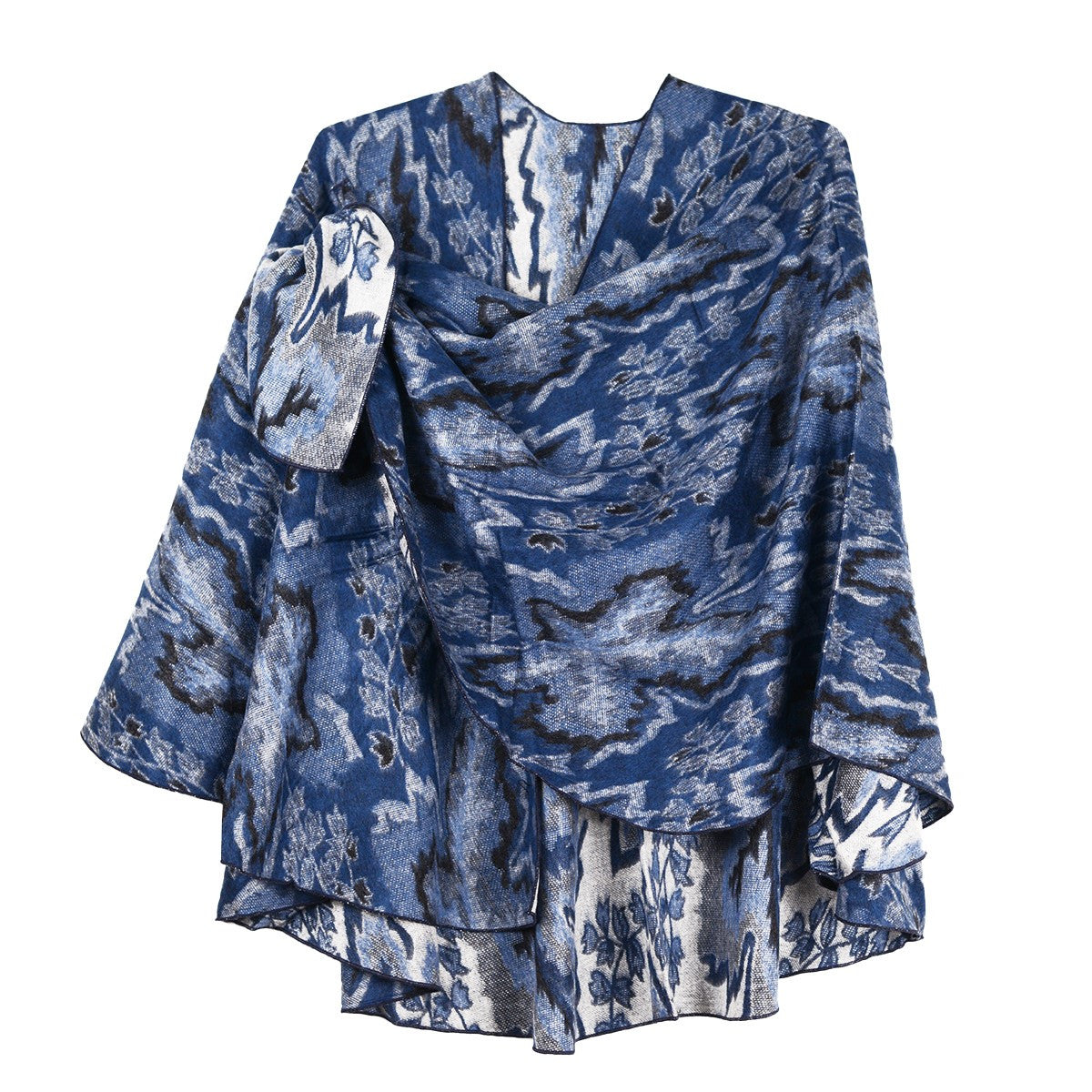 Rapti 100% Cashmere Reverse Loop Shawl (#11) BLUES/WHT