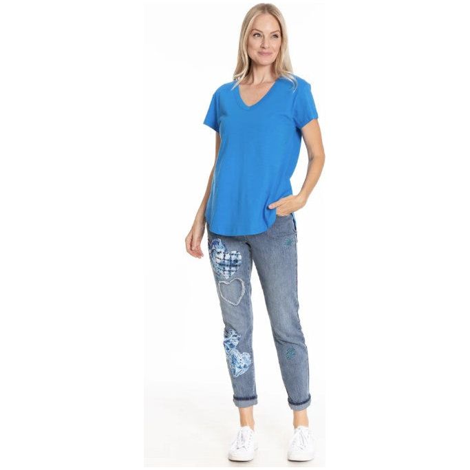 APNY Short Sleeve V-Neck Hi-Low Solid Color Top (9 Colors)