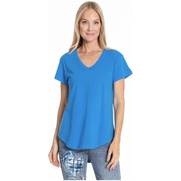 APNY Short Sleeve V-Neck Hi-Low Solid Color Top (9 Colors)