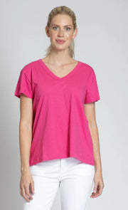 APNY Short Sleeve V-Neck Hi-Low Solid Color Top (Multiple Colors)