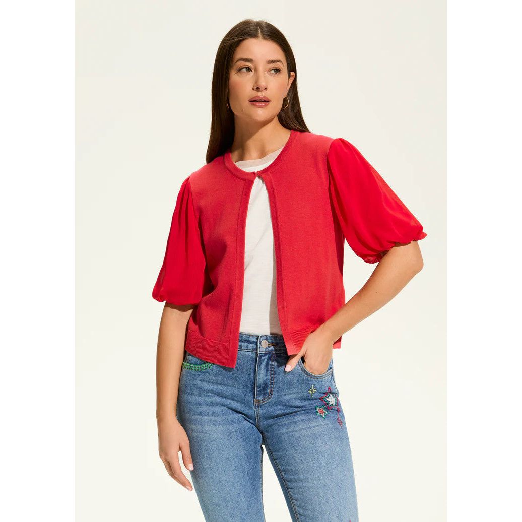 FDJ French Dressing Elbow Sleeve Cardigan (ROUGE)