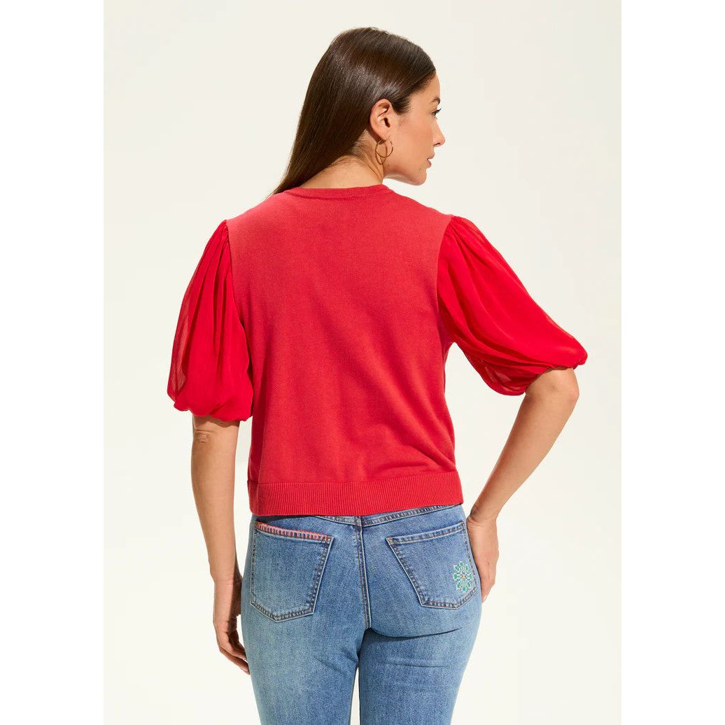 FDJ French Dressing Elbow Sleeve Cardigan (ROUGE)