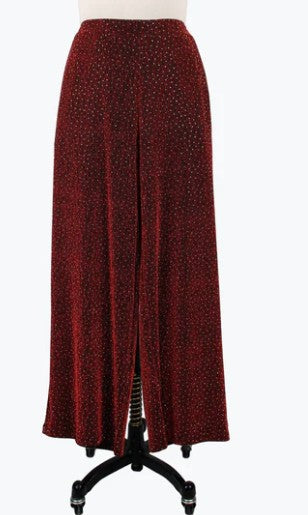 Damee Wide Leg Rhinestone Red Pants (1226)