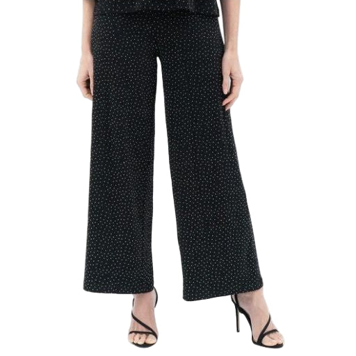Damee Rhinestone Wide Leg Black Pant