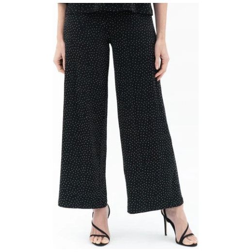 Damee Rhinestone Wide Leg Black Pant