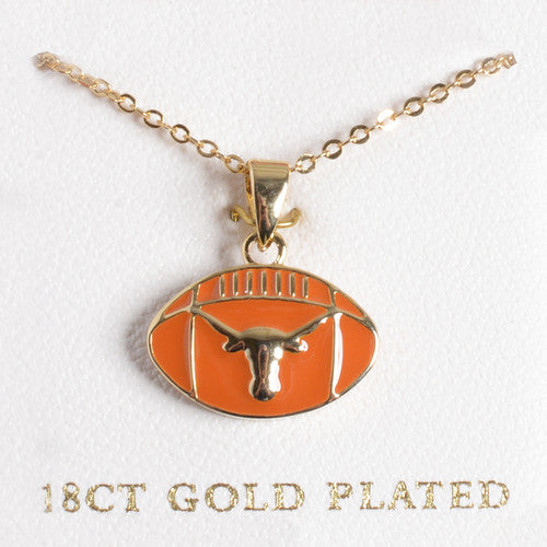 Texas Longhorn Gold Plated Football Pendant (S45693)