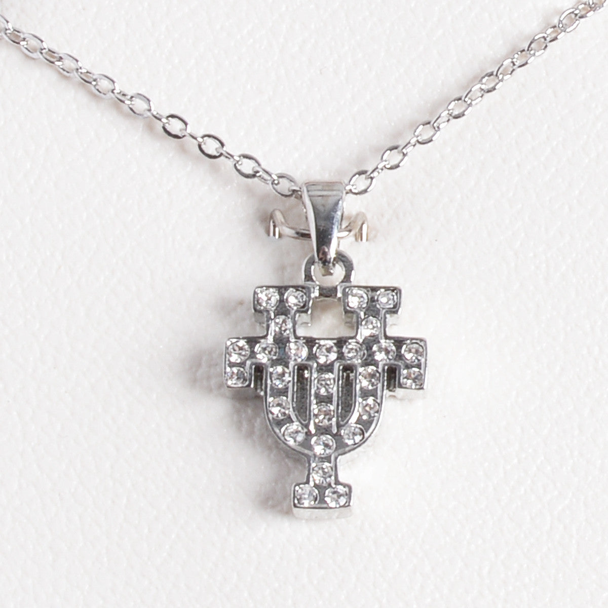Texas Longhorn Rhodium Crystal UT Pendant (S45704)