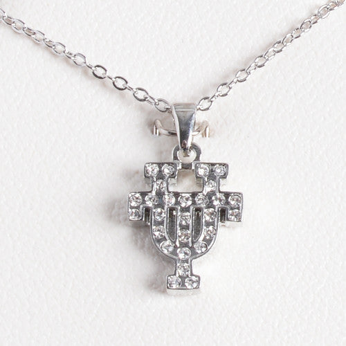 Texas Longhorn Rhodium Crystal UT Pendant (S45704)
