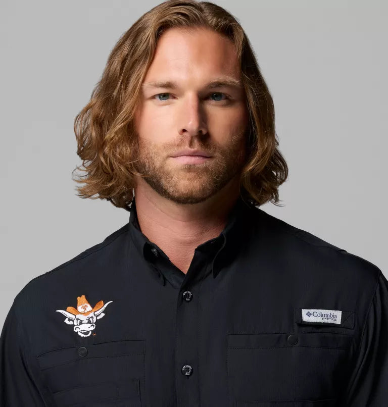 Texas Longhorn Columbia Tamiami Vault Short Sleeve Shirt (BLK)