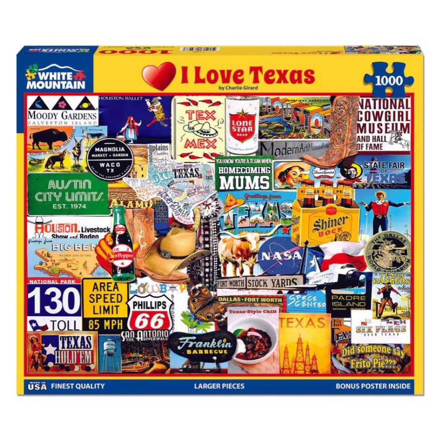 White Mountain I Love Texas Puzzle (1000 Piece)