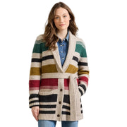 Pendleton Women's Camp Stripe Long Cardigan (TC0006) (Ivory Multi Stripe)