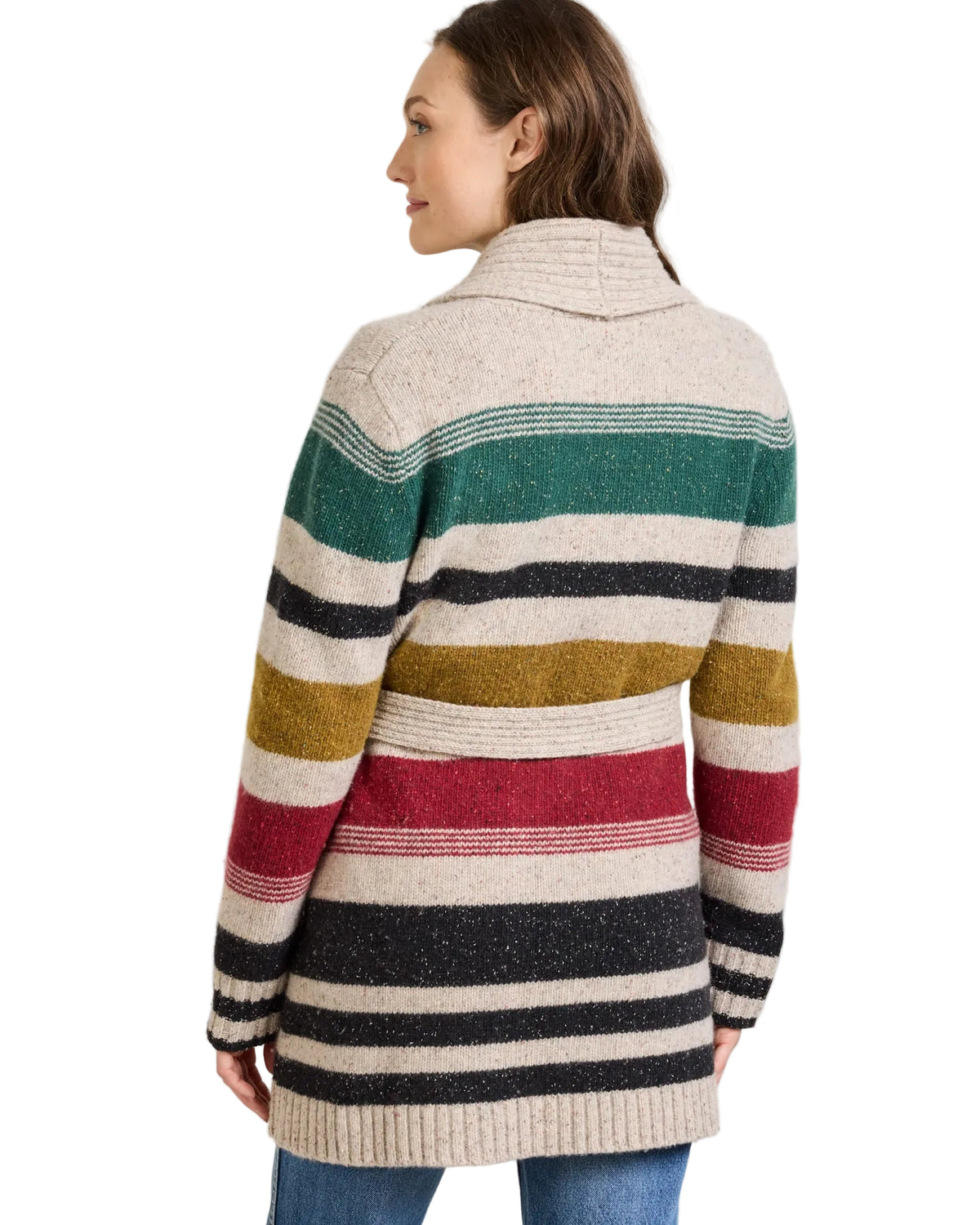 Pendleton Women's Camp Stripe Long Cardigan (TC0006) (Ivory Multi Stripe)