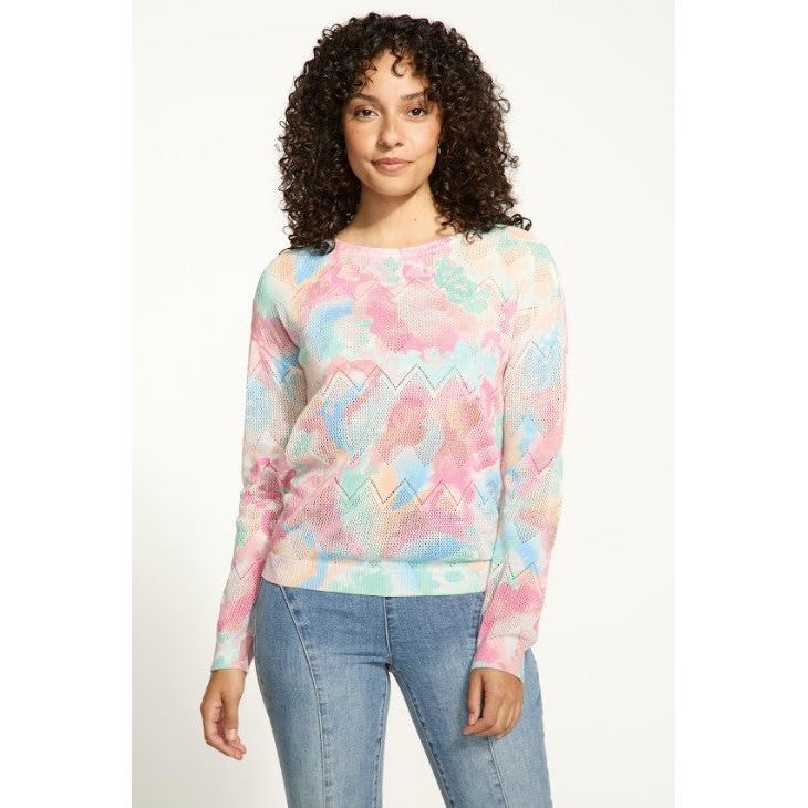 FDJ French Dressing Pointelle Grand Floral Print Sweater
