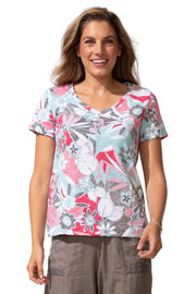 Escape by Habitat Peruvian Cotton Fiji V-Neck Top (13400)(Poppy)