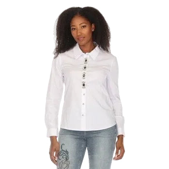 A.Z.I. Wendy Stretch Cotton embellished Shirt (Z1360B)(2 Colors )
