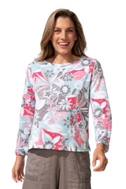 Escape by Habitat Peruvian Cotton Fiji Hi-Lo Scoop Neck Top (13425)(Poppy)