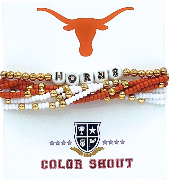 Texas Longhorn Color Shout  'Lucky 7' bracelet stack (B209-UT)