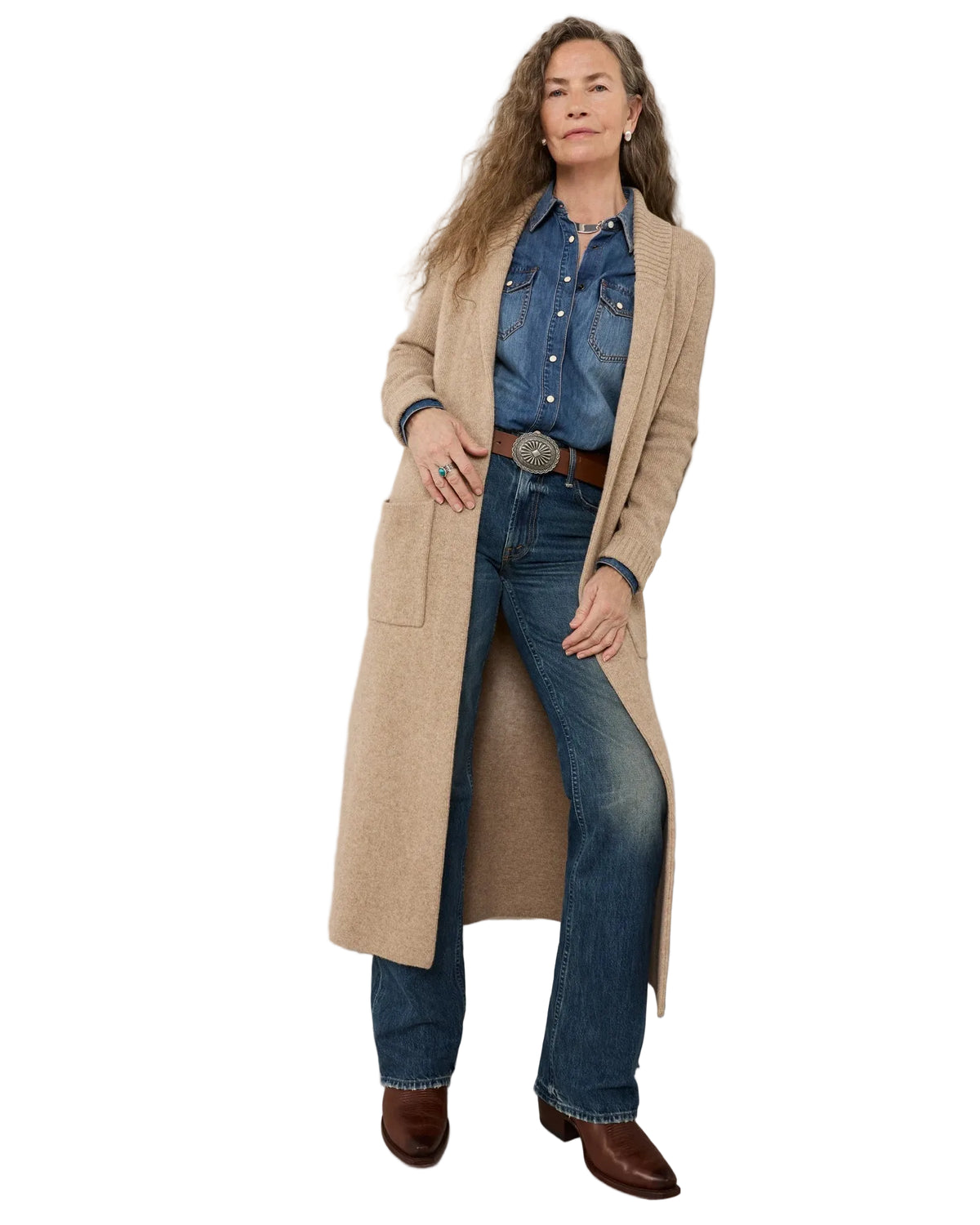 Pendleton Women's Lambs wool Duster Cardigan (TC0173-87603)(Tan Mix)
