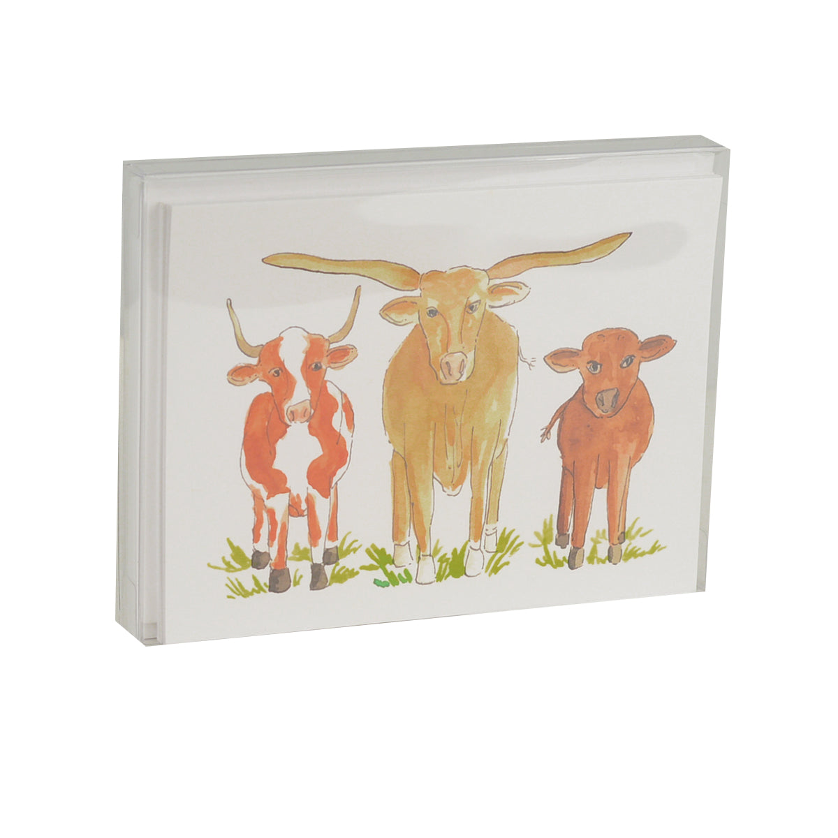 Flower and Vine Three Cows Boxed Card Set (FV081)(8 Cards)