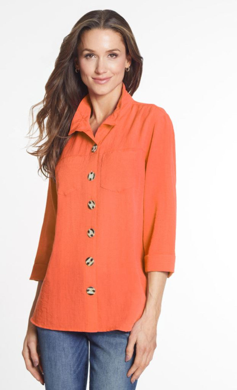 John Mark Solid Wire Collar Button Front Camp Shirt (5 Colors) (J54125B)