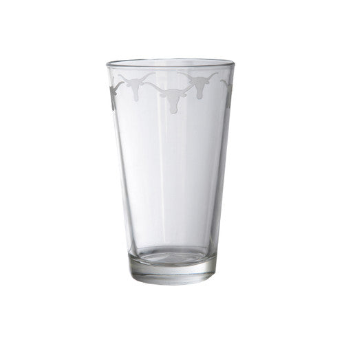 Texas Longhorn Etched Logo Pint Glass 16 oz (ERPWM)