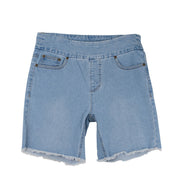 Slimsation Wide Band Pull-On Fringe Jean Shorts (Multiple Colors)(M14711WM)