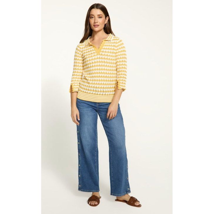 FDJ French Dressing Yellow Stripe Polo Sweater