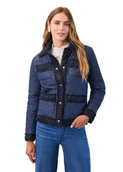 FDJ French Dressing Quilted Sparkle Tweed Jacket (Indigo)
