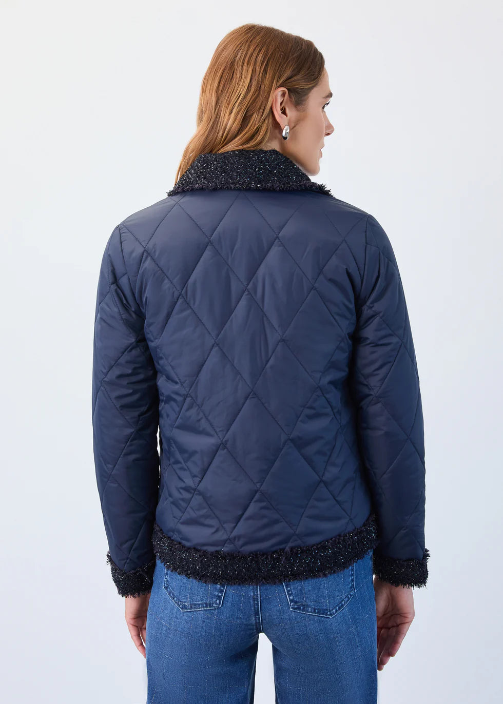 FDJ French Dressing Quilted Sparkle Tweed Jacket (Indigo)