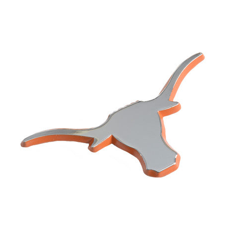 Texas Longhorn Auto Vehicle Medallion Silver with Burnt Orange Edge (LHLSSV-Orgedge)