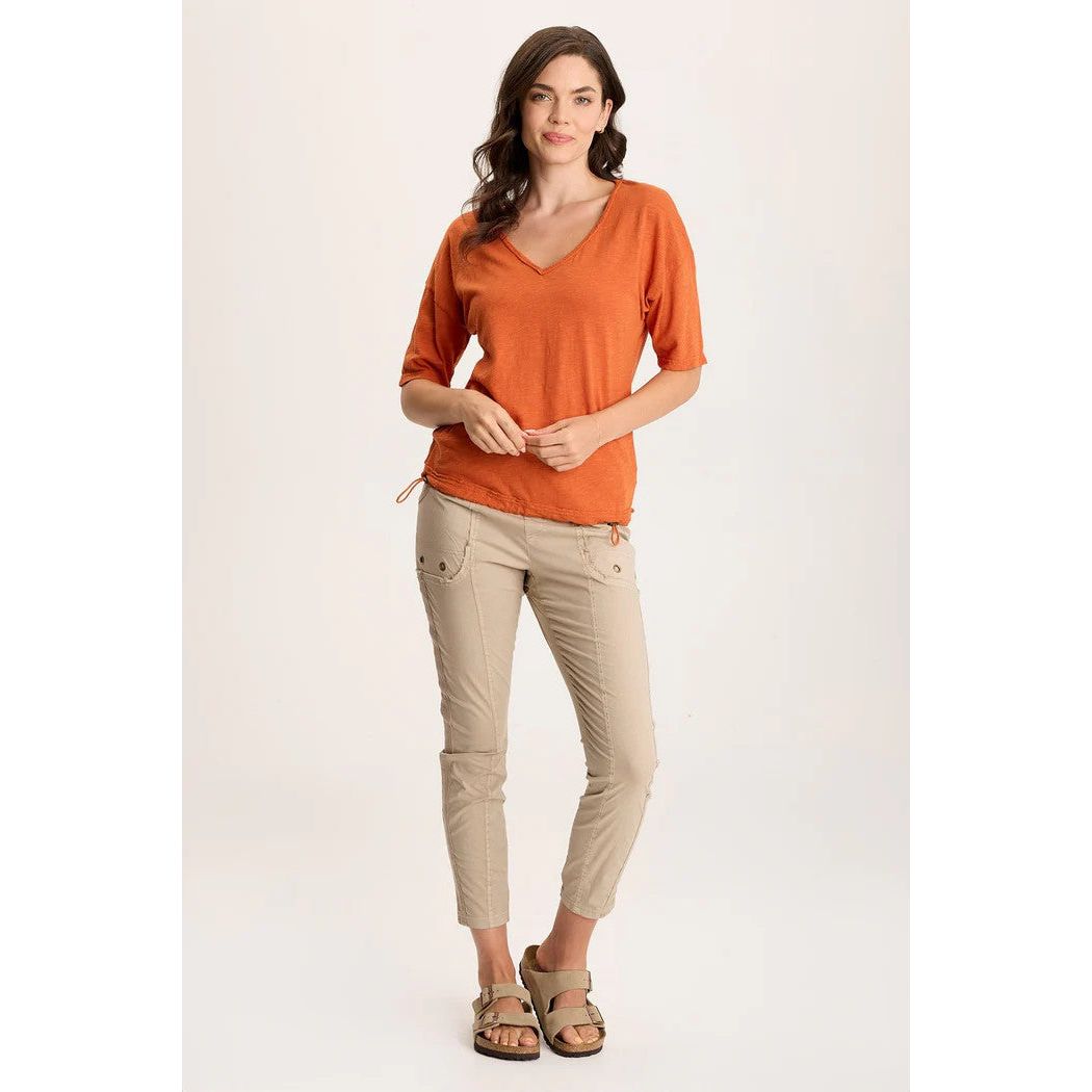 XCVI Rajni V-Neck Cinchable Hem Tee (ORLE)