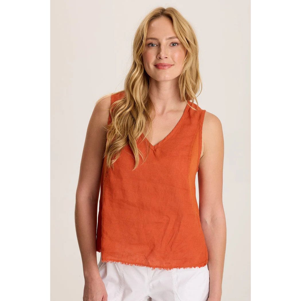 XCVI Estine Linen Raw Edged Hem Tank (ORLE)