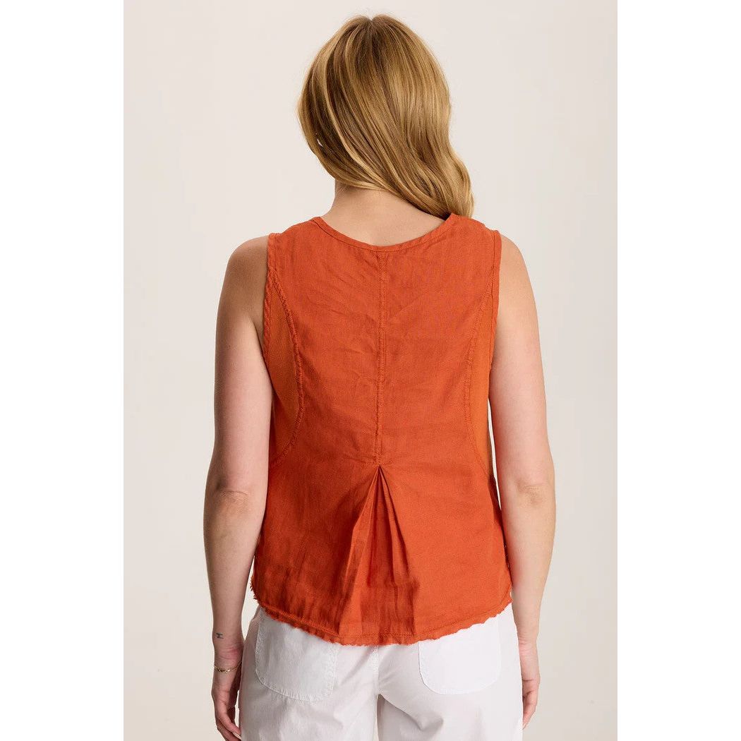 XCVI Estine Linen Raw Edged Hem Tank (ORLE)
