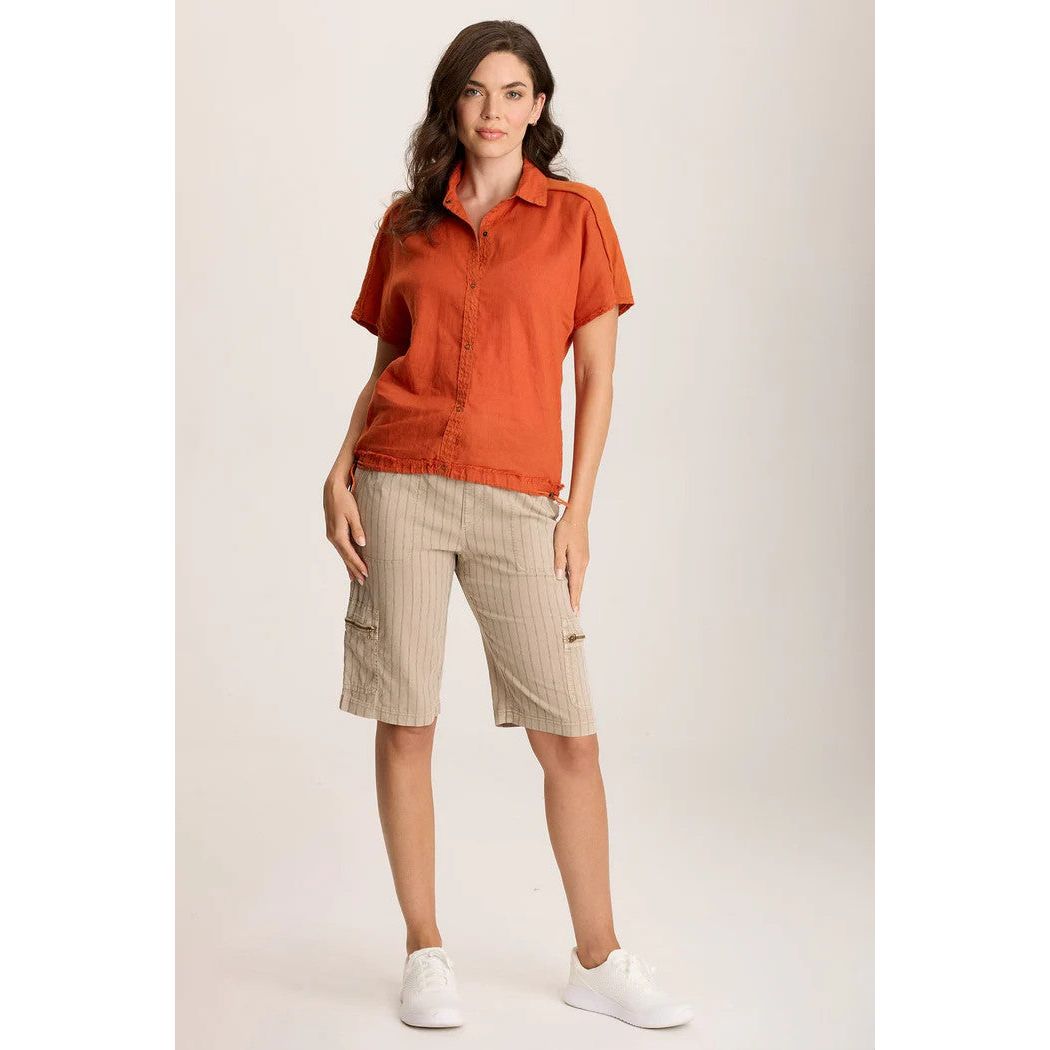 XCVI Inola Linen Cinched Button Front Top (ORLE)