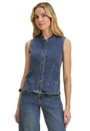 FDJ French Dressing Button Front Denim Vest (MEDBLU)