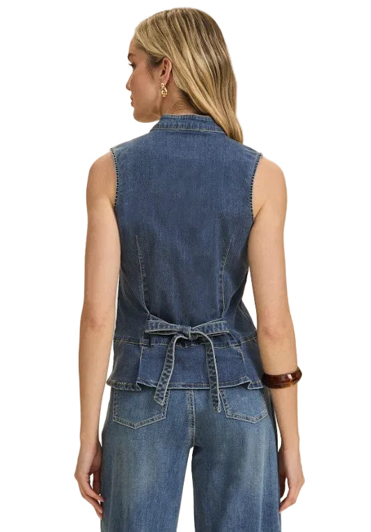 FDJ French Dressing Button Front Denim Vest (MEDBLU)