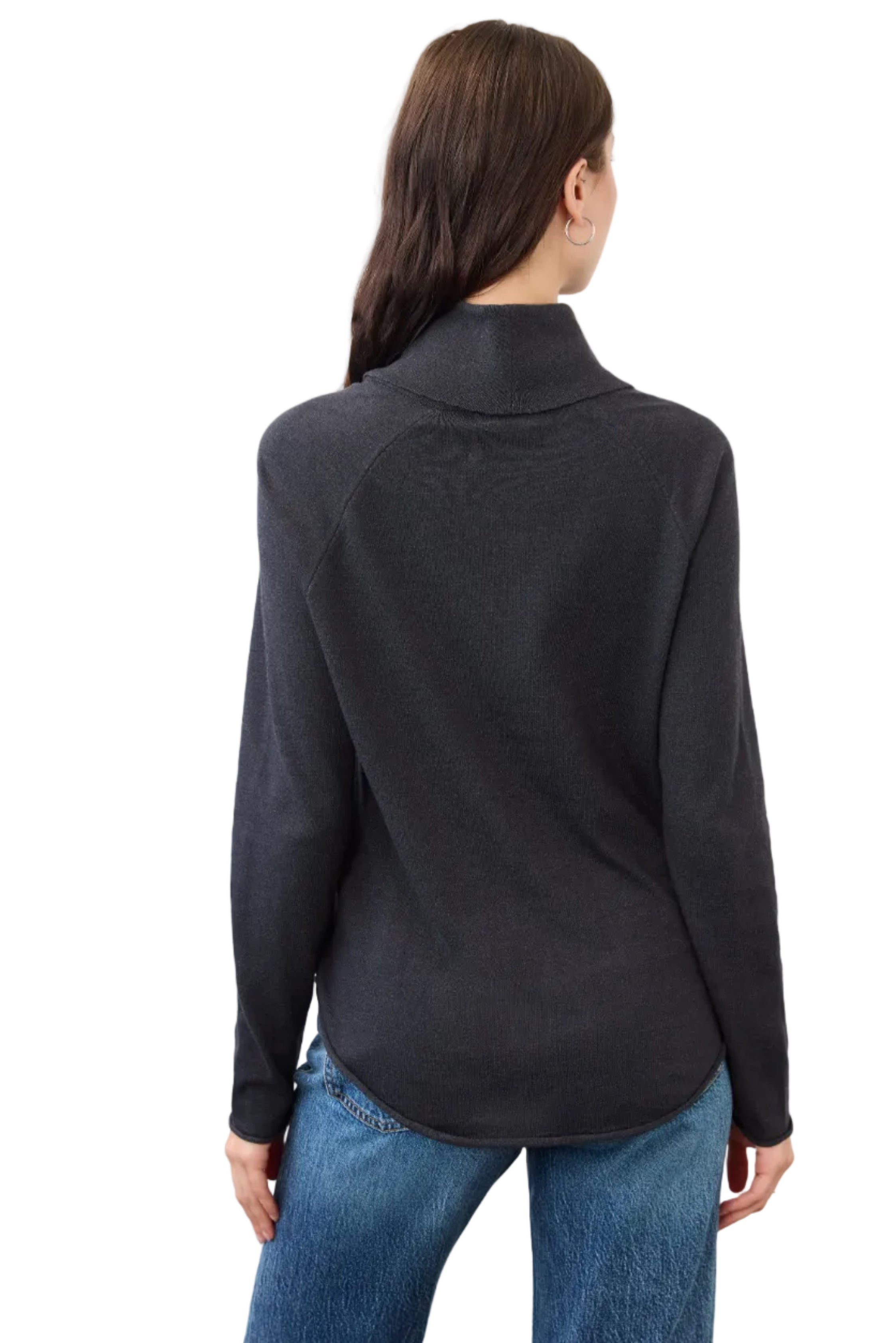 FDJ French Dressing Cowl Neck Fine Gage Sweater ( 1492212)(Black Heather)