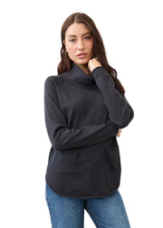 FDJ French Dressing Cowl Neck Fine Gage Sweater ( 1492212)(Black Heather)