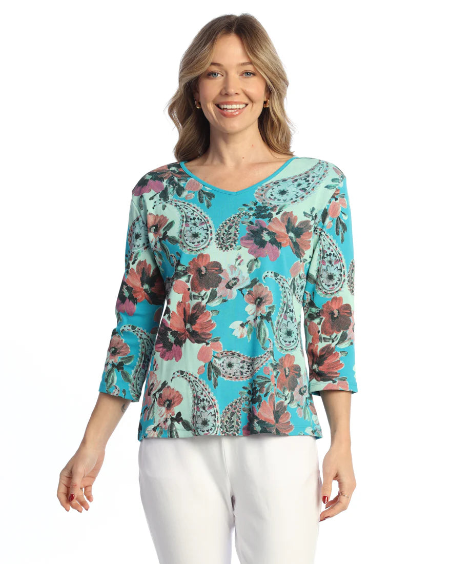 Jess & Jane Valencia Top (TEAL) (15-1868)