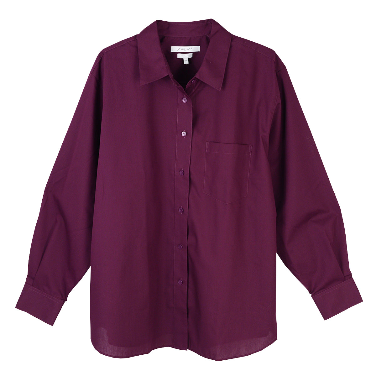 Foxcroft Plus Long Sleeve CVC Solid Shirt (15111)(Concord)