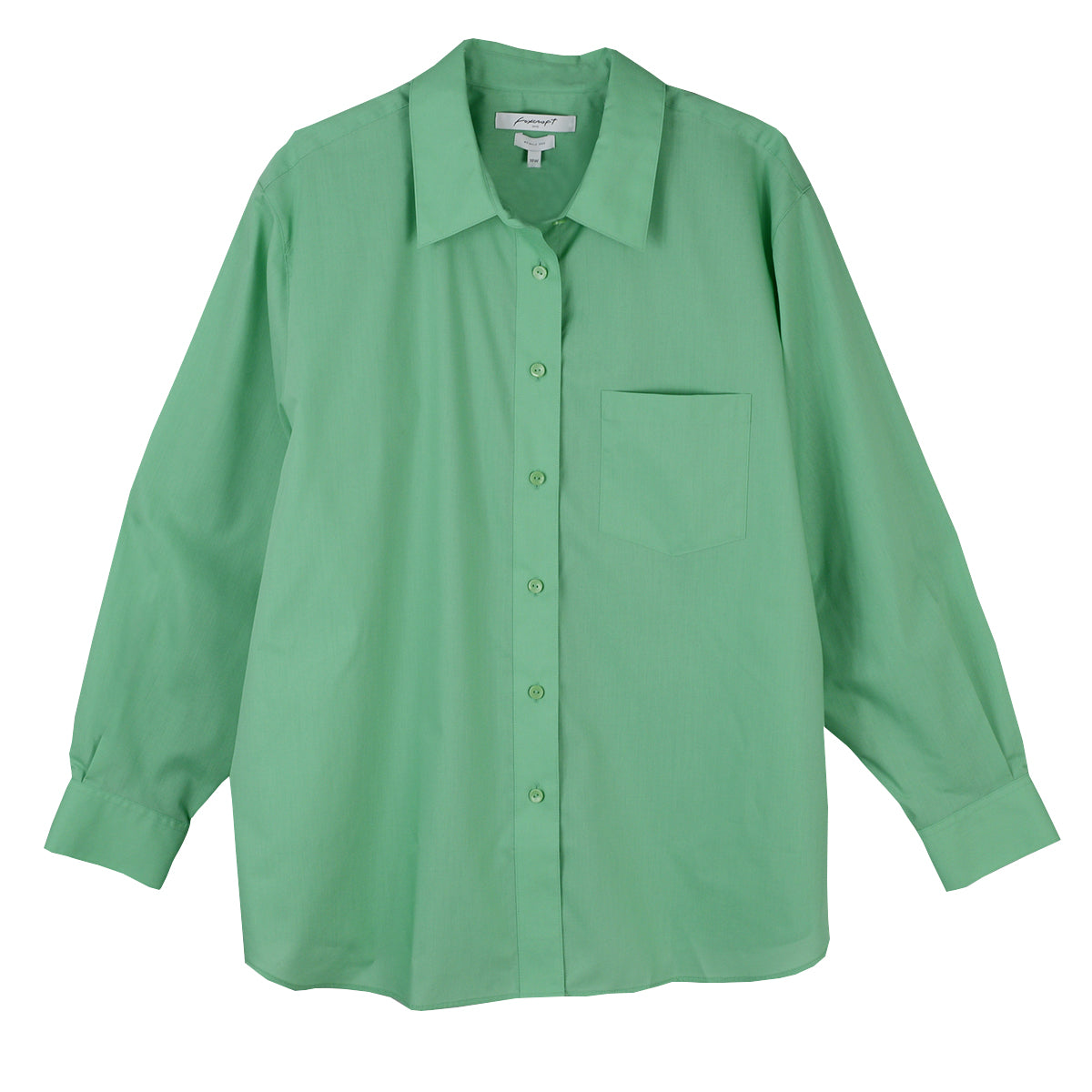 Foxcroft Plus Long Sleeve CVC Solid Shirt (15111)(Green Tea)