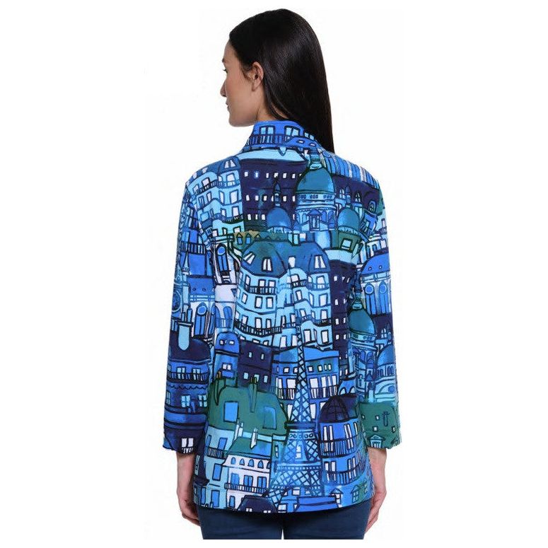 Ali Miles Blue City Print Pocket Tunic