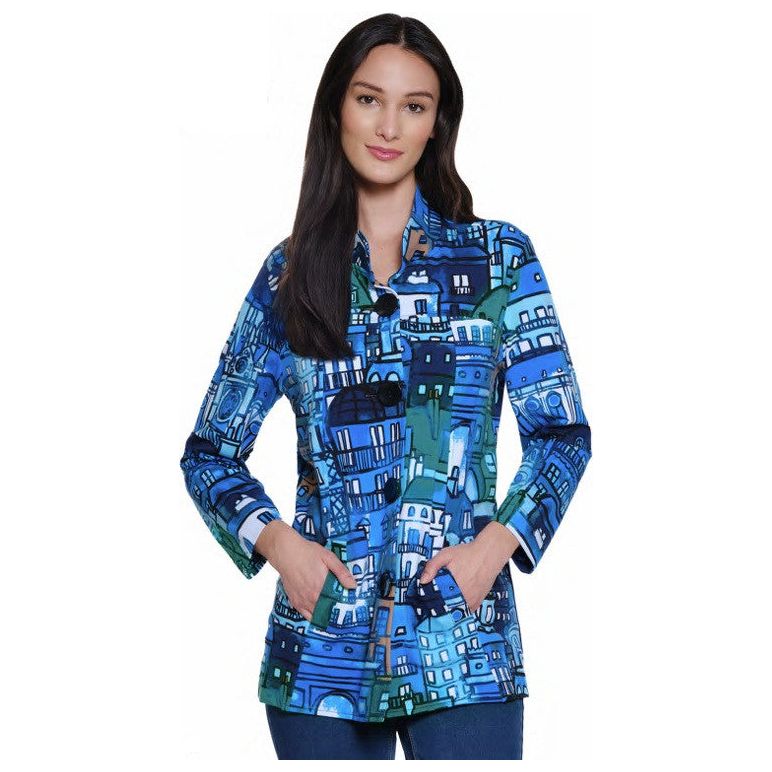 Ali Miles Blue City Print Pocket Tunic